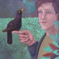 Man and blackbird