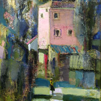 Landscape with pink House